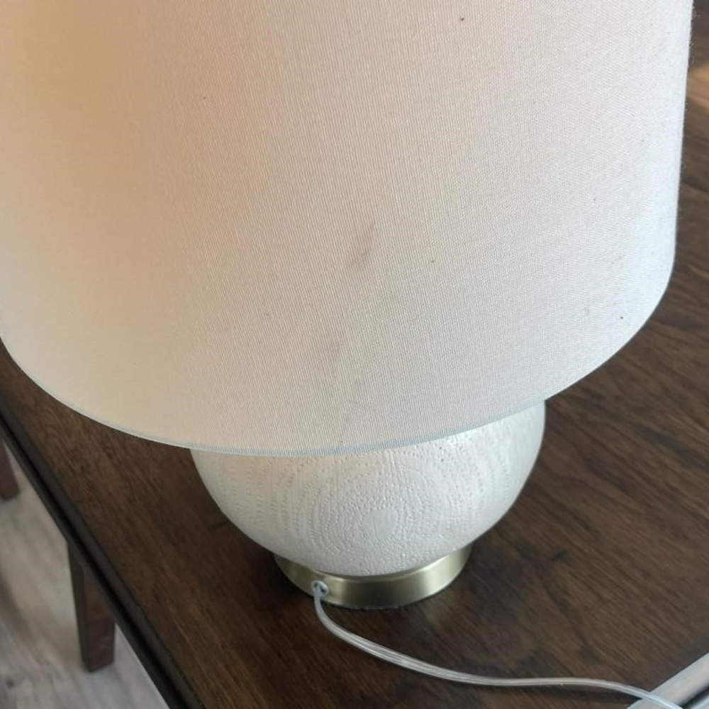 Faux Wood Ball Table Lamp Off White Small - Picture 8 of 9
